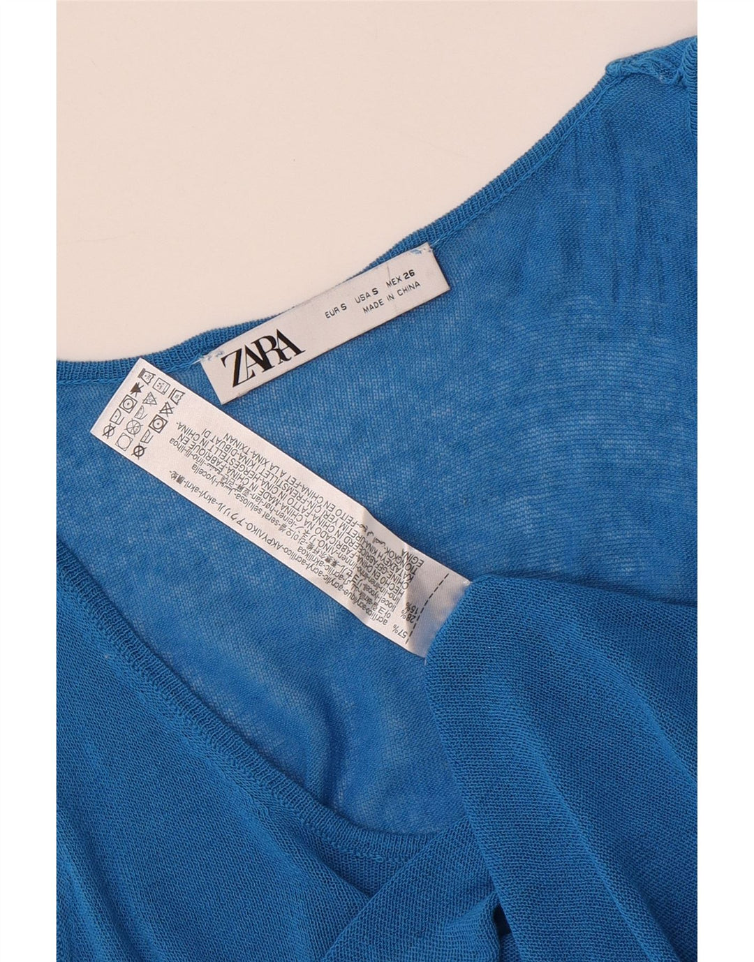 Zara Womens Crop Vest Top UK 8 Pequeno Azul Acrílico