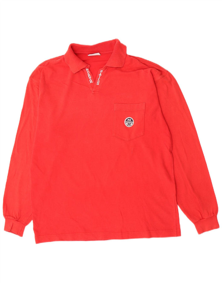 Camisa polo masculina de manga comprida North Sails médio algodão vermelho