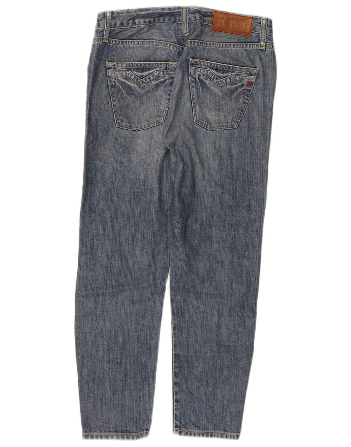 Jeans cônicos femininos REPLAY W29 L25 algodão azul