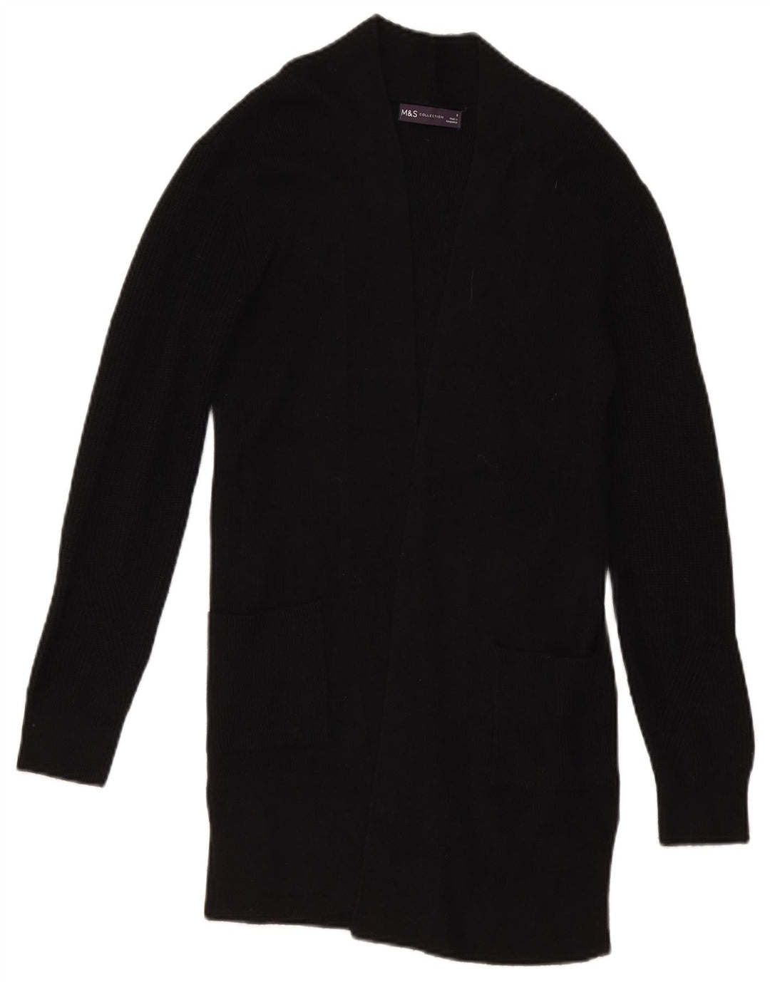 Suéter cardigã aberto feminino Marks & Spencer Reino Unido 8 viscose preta pequena