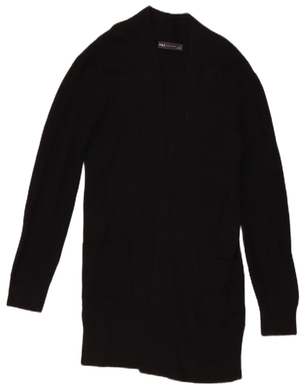 Suéter cardigã aberto feminino Marks & Spencer Reino Unido 8 viscose preta pequena