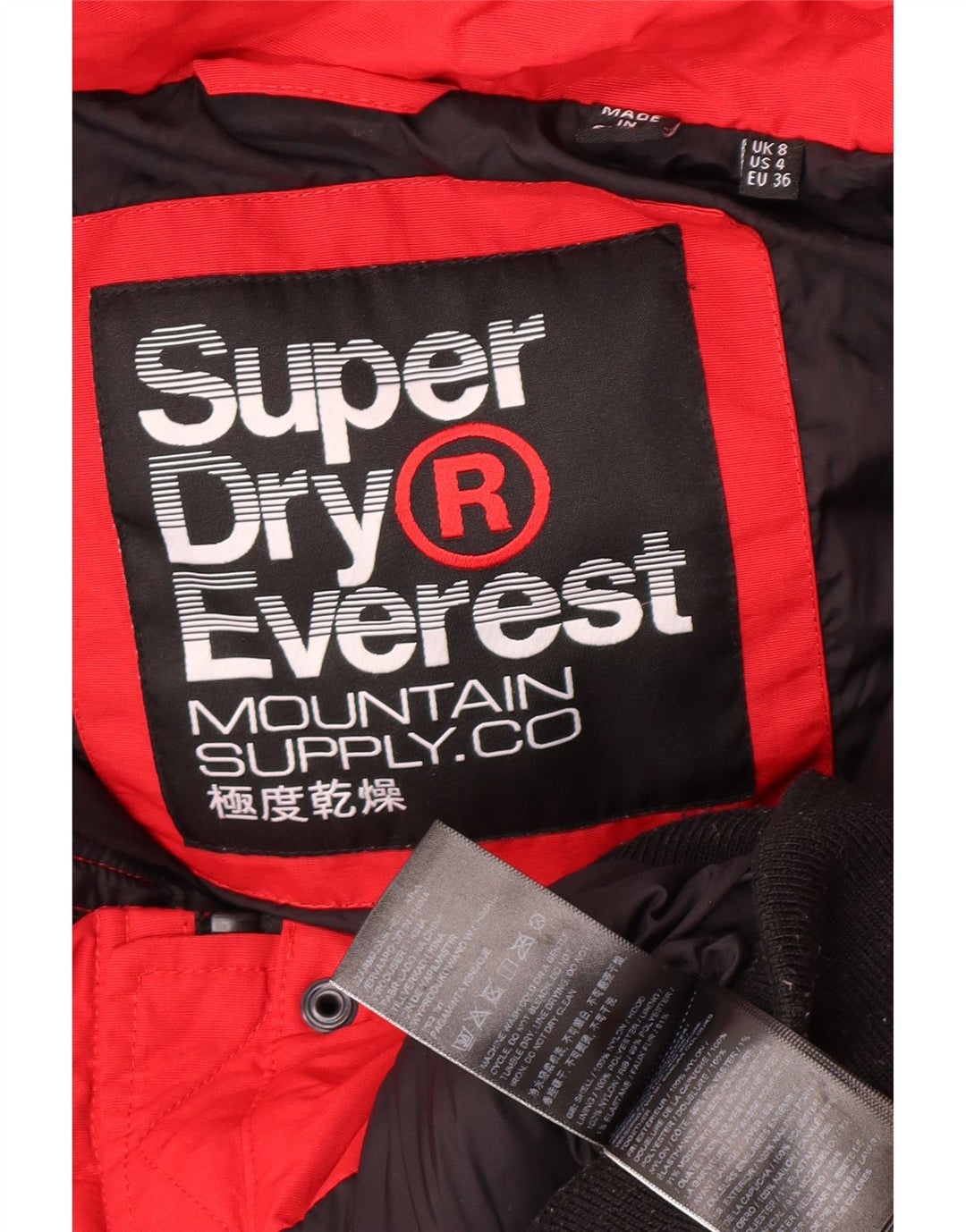 Jaqueta acolchoada com capuz feminina SUPERDRY UK 8 pequena nylon vermelho