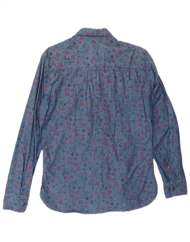 Camisa slim masculina PEPE JEANS algodão floral azul médio