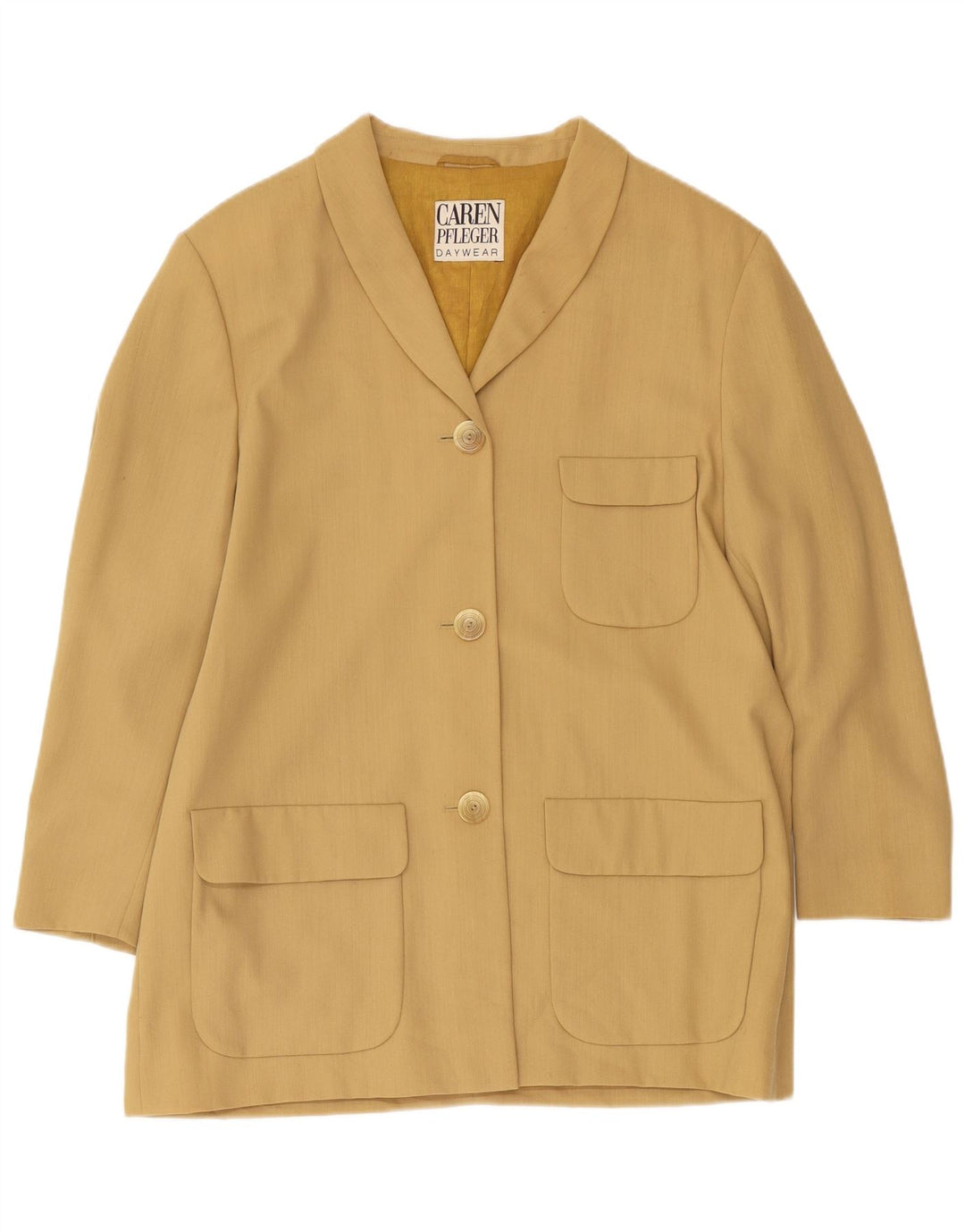 Jaqueta Blazer Feminina com 3 Botões EU 40 Lã Bege Médio
