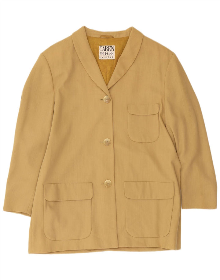 Jaqueta Blazer Feminina com 3 Botões EU 40 Lã Bege Médio