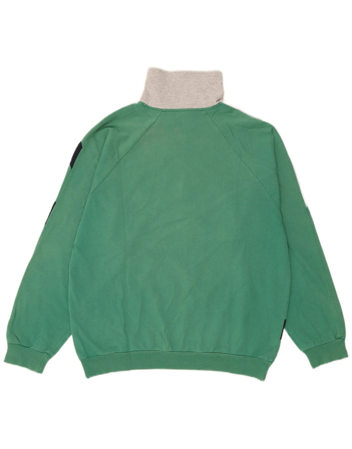 Campagnolo moletom masculino com zíper e gola em bloco colorido verde médio