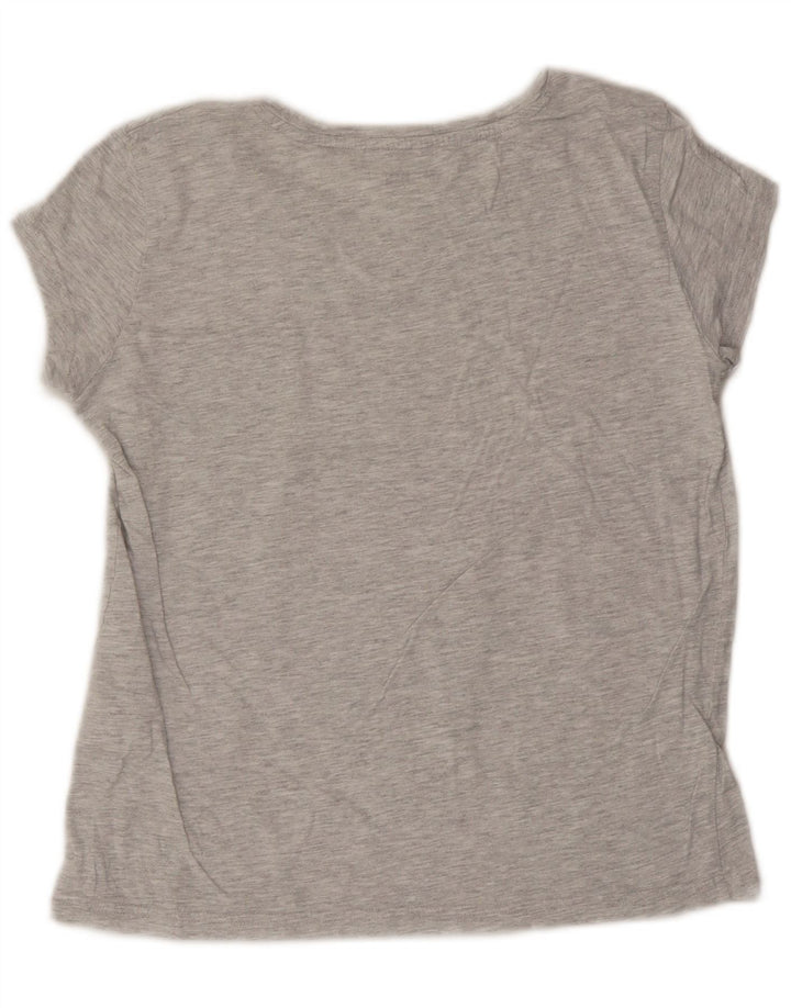 Camiseta feminina MUSTANG com estampa gráfica UK 14 algodão manchado cinza médio