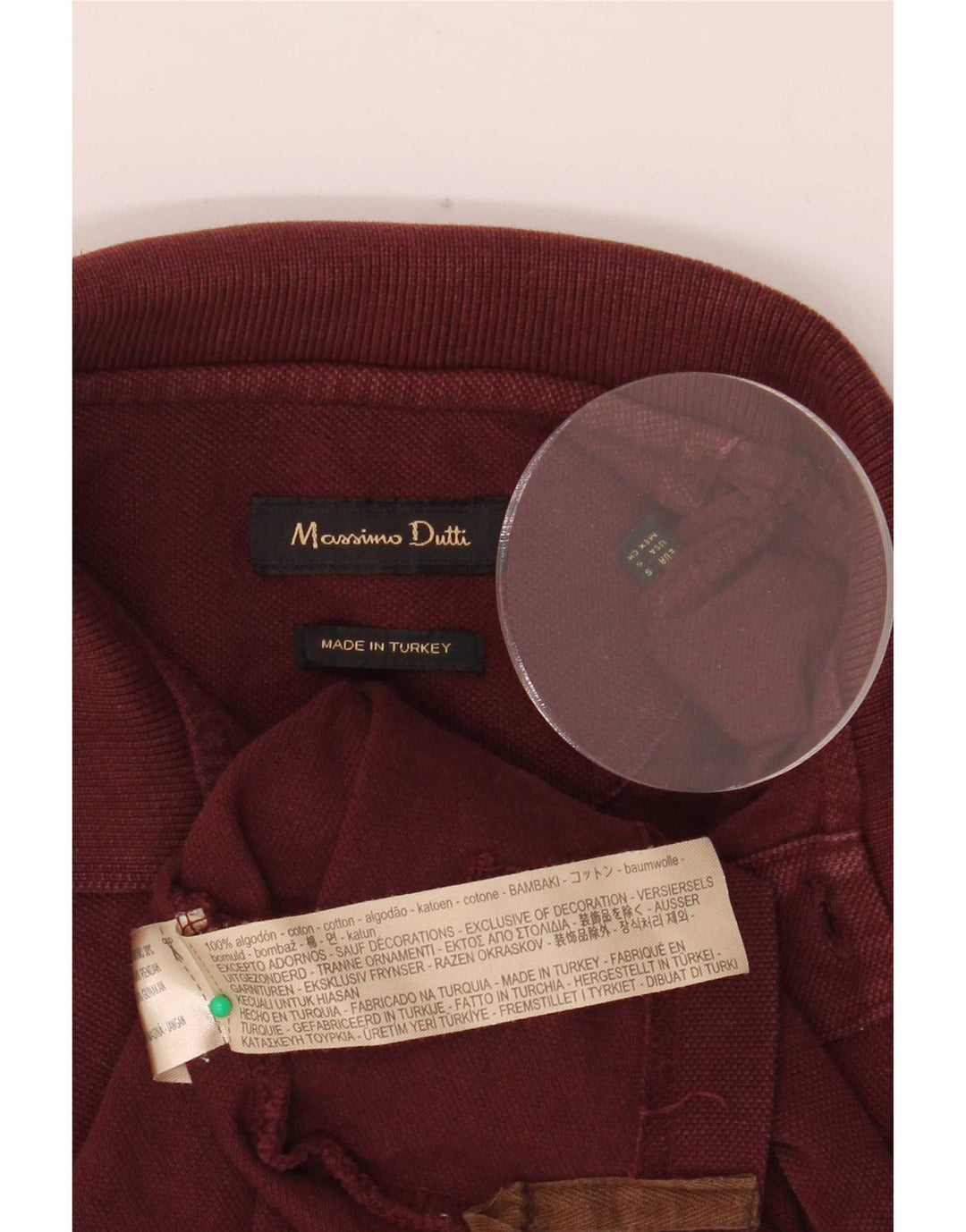 Camisa polo masculina Massimo Dutti pequena algodão marrom