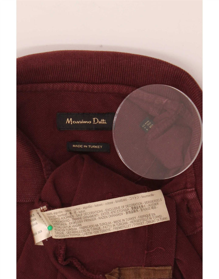 Camisa polo masculina Massimo Dutti pequena algodão marrom