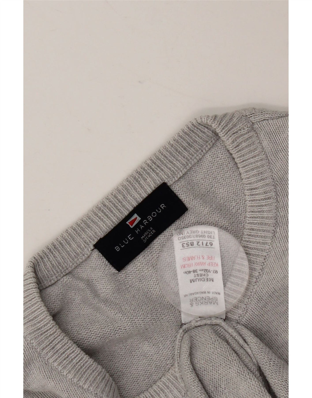 Suéter masculino Marks & Spencer com gola redonda Reino Unido 38/40 cinza médio