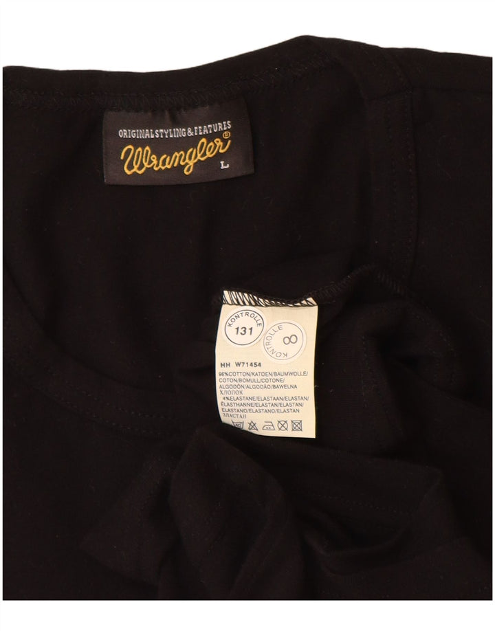 Camiseta Wrangler masculina gráfica grande algodão preto