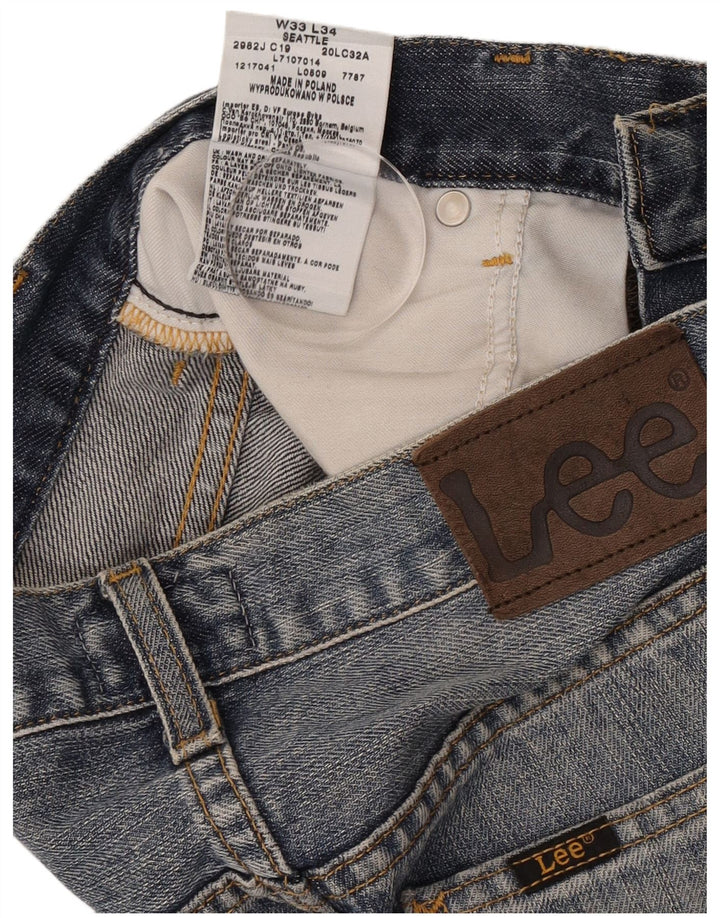 Lee Womens Seattle Straight Jeans W33 L34 Azul Algodão