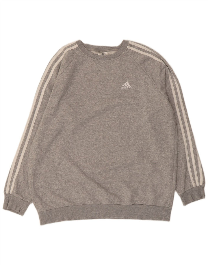 ADIDAS Womens Oversized Sweatshirt Jumper UK 12/14 Médio Cinza Algodão