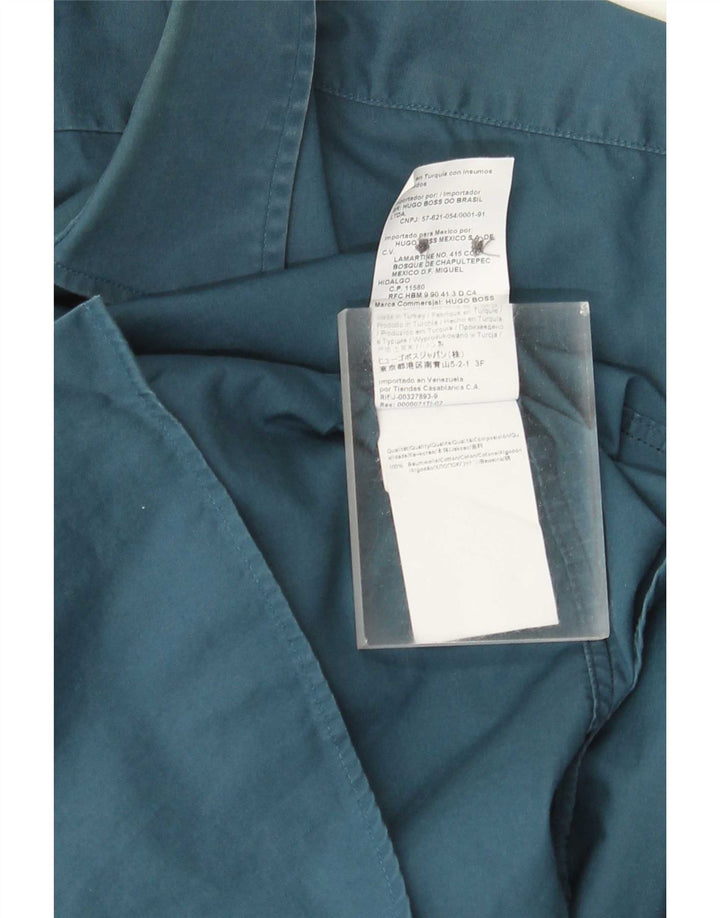 Camisa masculina Hugo Boss Regular Fit tamanho 39 algodão azul médio