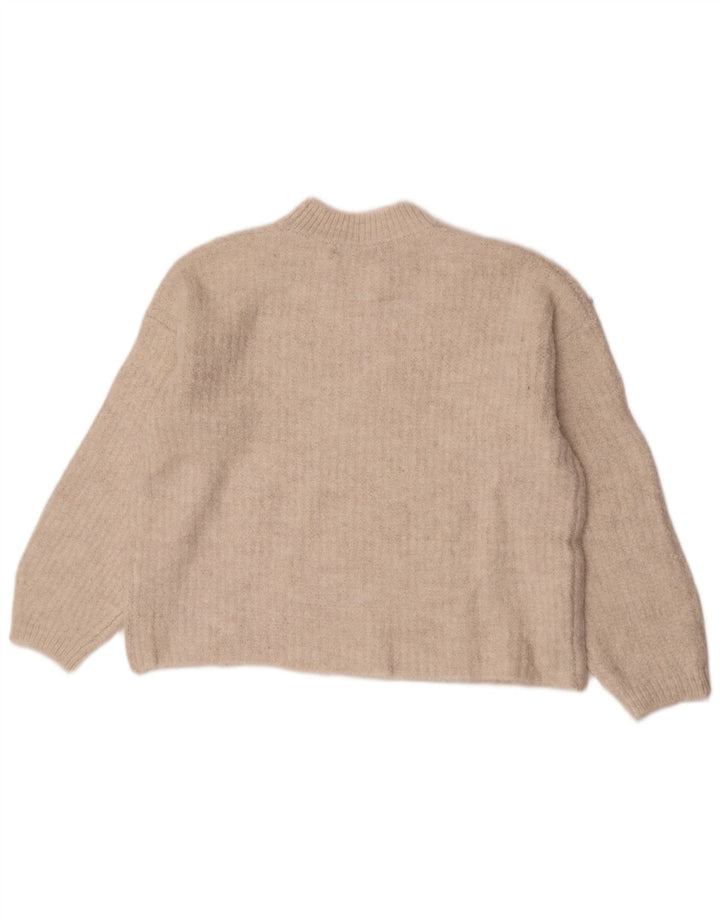 Suéter feminino Marks & Spencer com gola redonda Reino Unido 14 acrílico bege médio