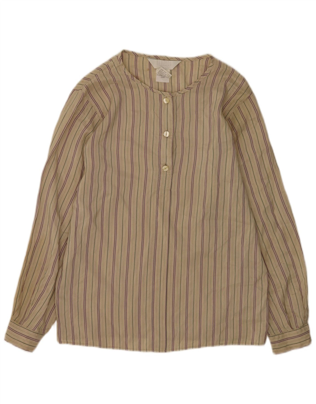 Pulôver feminino Marella blusa Reino Unido 12 seda listrada bege médio