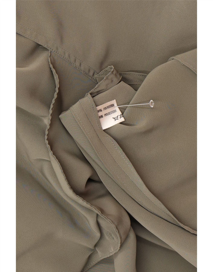 Sobretudo solto feminino vintage UK 20 2XL poliéster verde