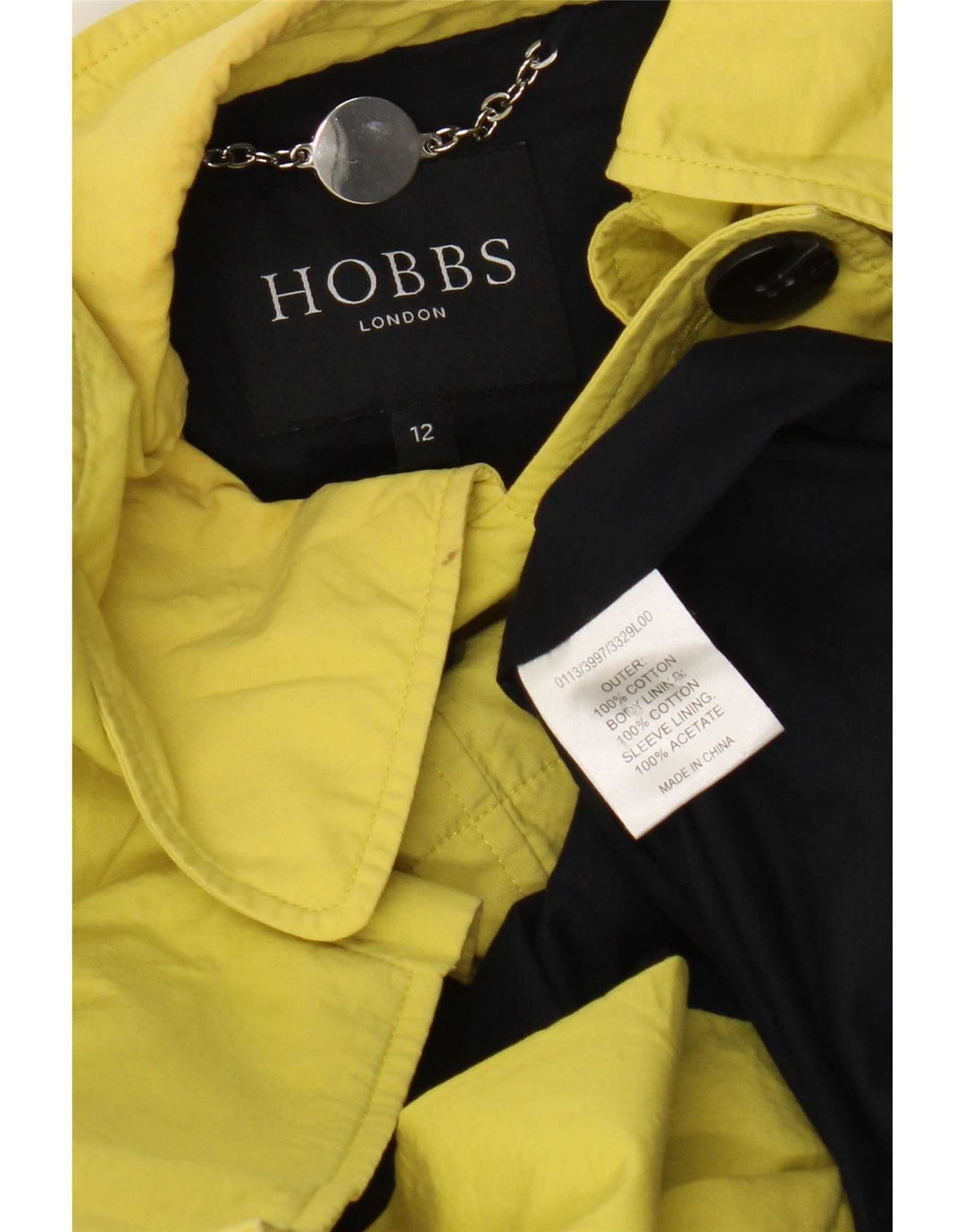 Hobbs Womens Pea Coat UK 12 Médio Algodão Amarelo