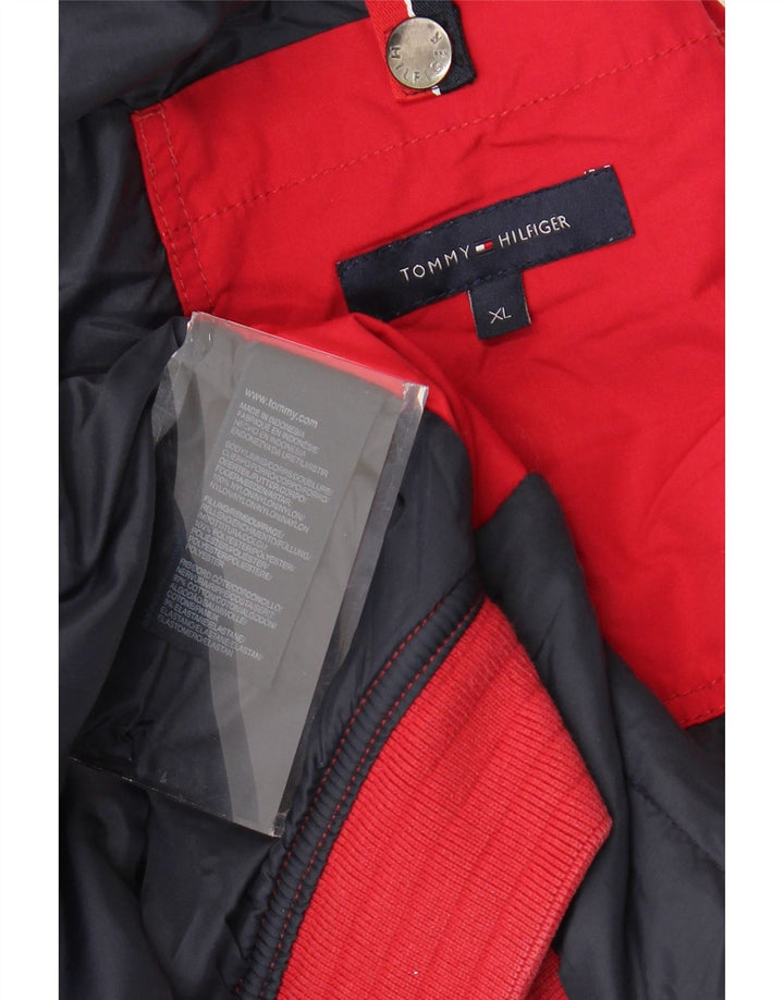 Jaqueta bomber masculina TOMMY HILFIGER com capuz Reino Unido 42 XL vermelho nylon