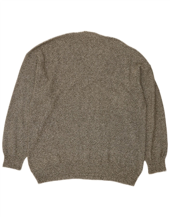 Suéter masculino Engbers com decote em V IT 50 algodão listrado cinza médio