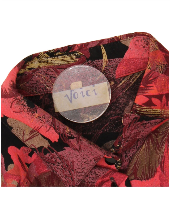 Conjunto de saia feminina vintage de 2 peças Reino Unido 12 médio W27 Borgonha floral retrô