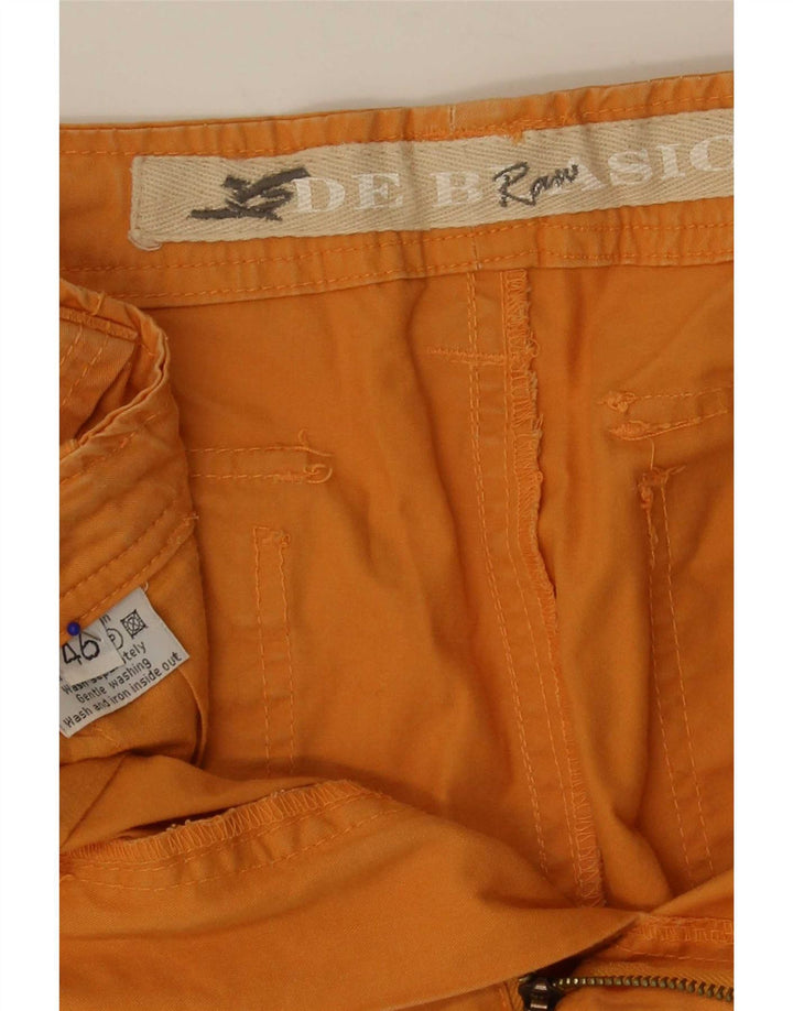 Shorts cargo masculino vintage IT 46 pequeno W32 algodão laranja
