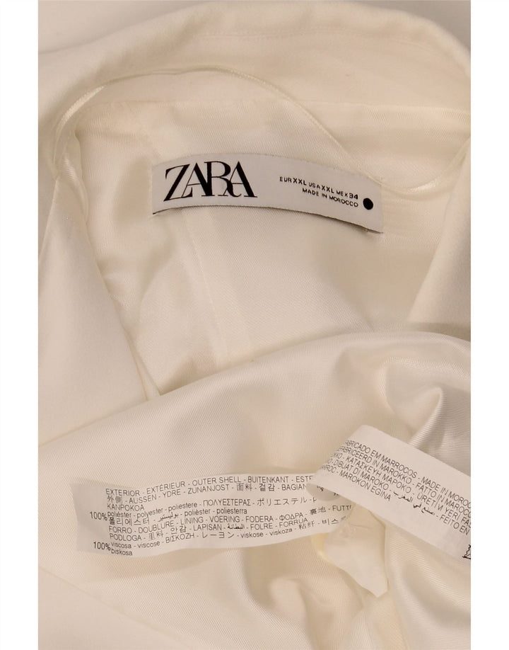 Sobretudo feminino sem mangas ZARA UK 20 2XL poliéster branco