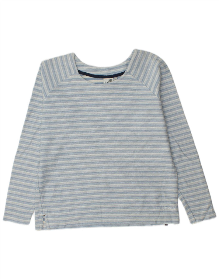 Moletom feminino Weird Fish Jumper Reino Unido 14 grande algodão listrado azul