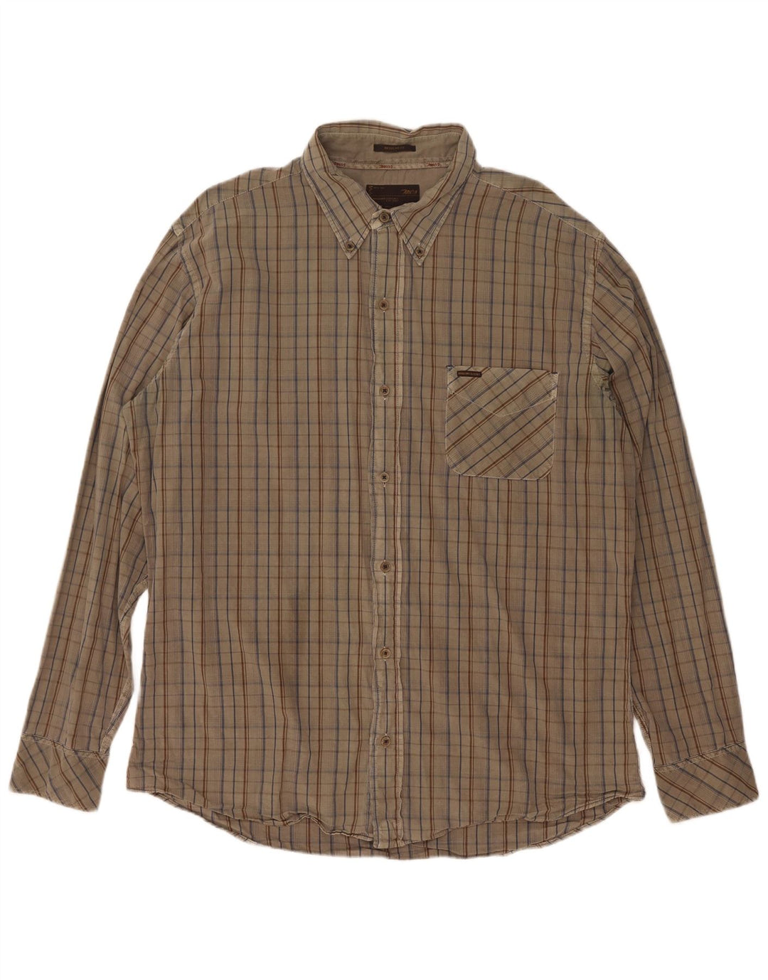 Camisa masculina Marlboro Classics Regular Fit 2XL algodão xadrez cáqui