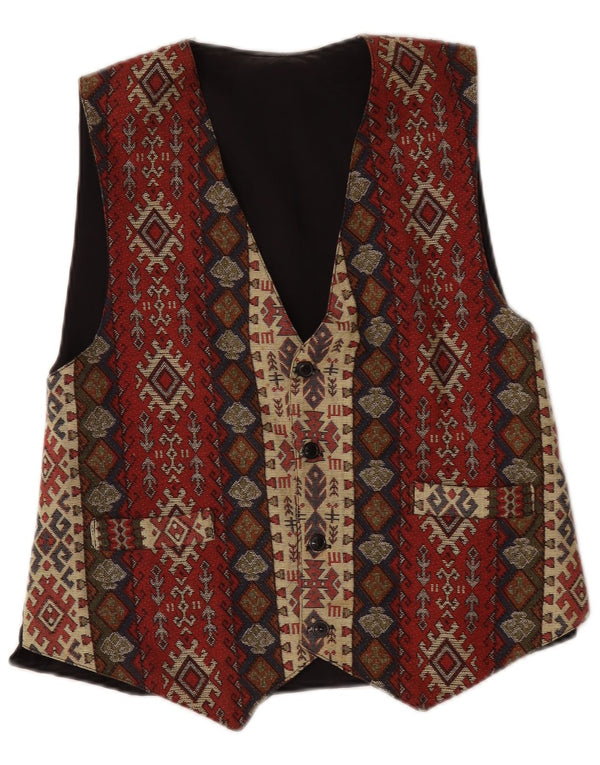 Colete masculino vintage médio multicolorido geométrico asteca
