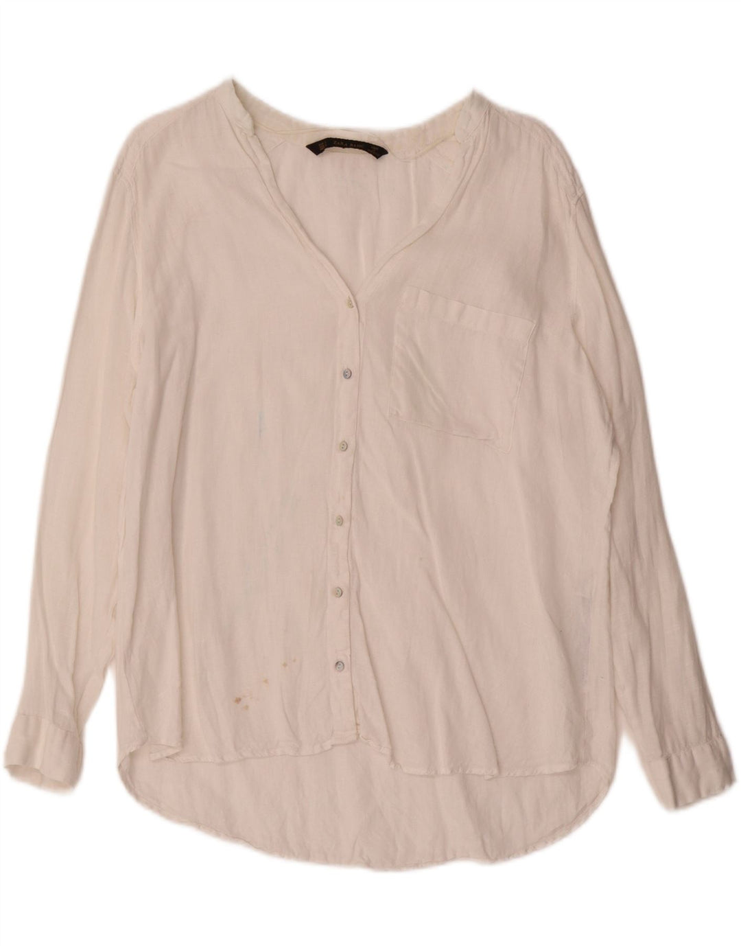 Camisa feminina Zara UK 16 grande linho branco