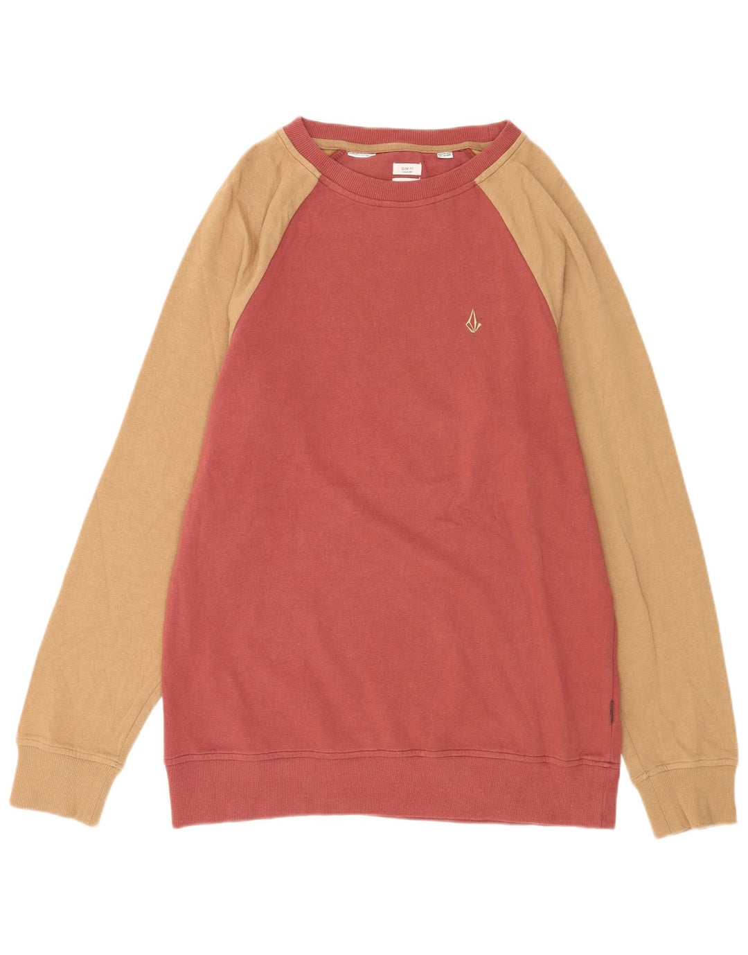 Volcom masculino slim fit moletom jumper médio vermelho colorblock algodão