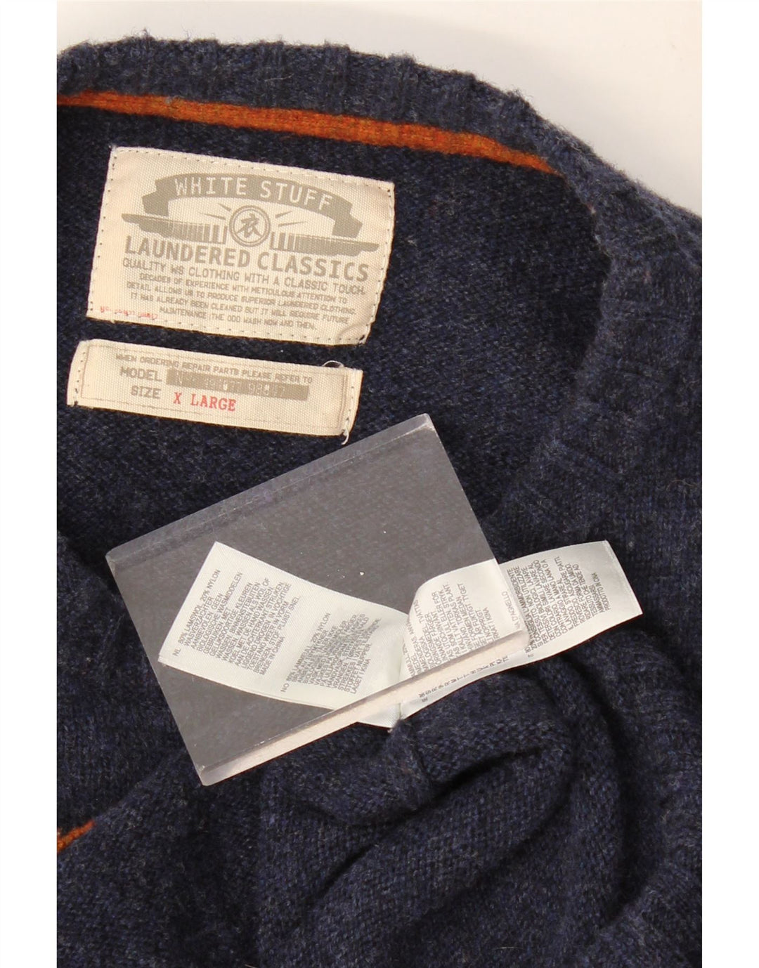 WHITE STUFF Suéter masculino com gola canoa XL azul marinho Fair Isle Lambswool