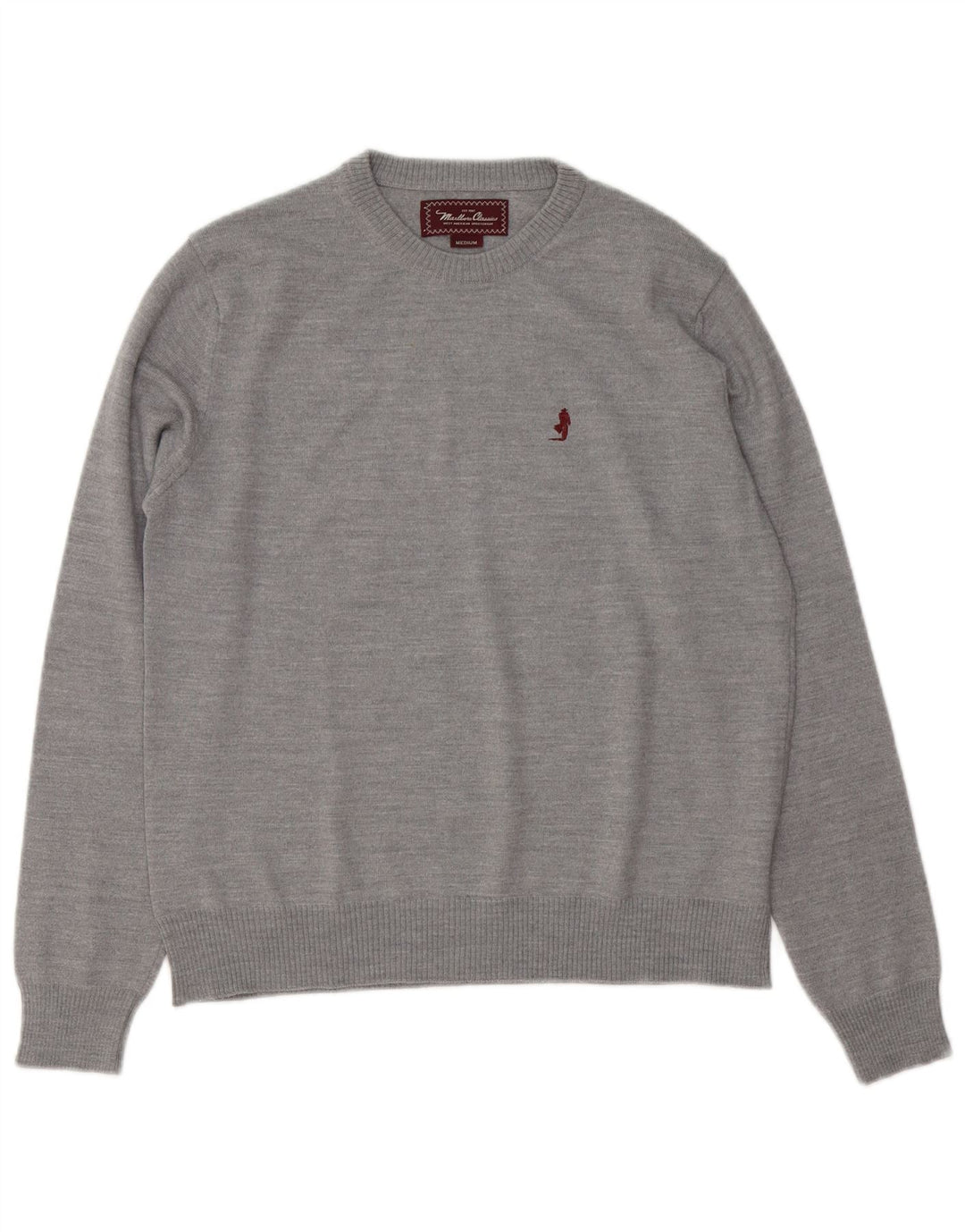Suéter masculino Marlboro Classics com gola redonda cinza médio
