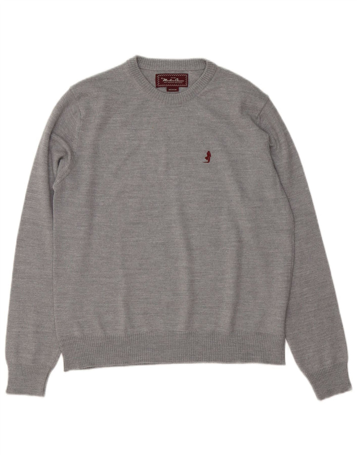 Suéter masculino Marlboro Classics com gola redonda cinza médio