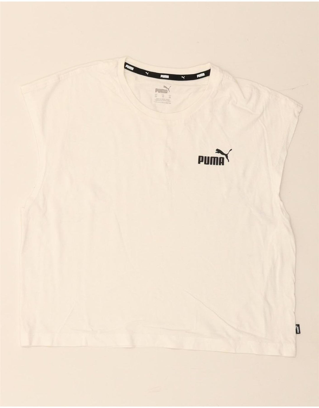 PUMA Womens Oversized Graphic Vest Top Reino Unido 6 XS Branco