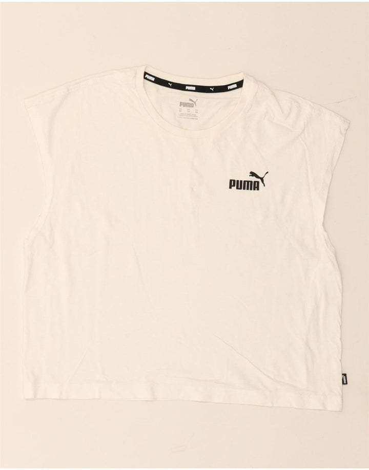 PUMA Womens Oversized Graphic Vest Top Reino Unido 6 XS Branco