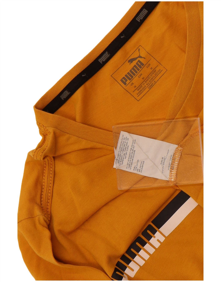 Puma Mens Graphic T-Shirt Top Médio Algodão Amarelo