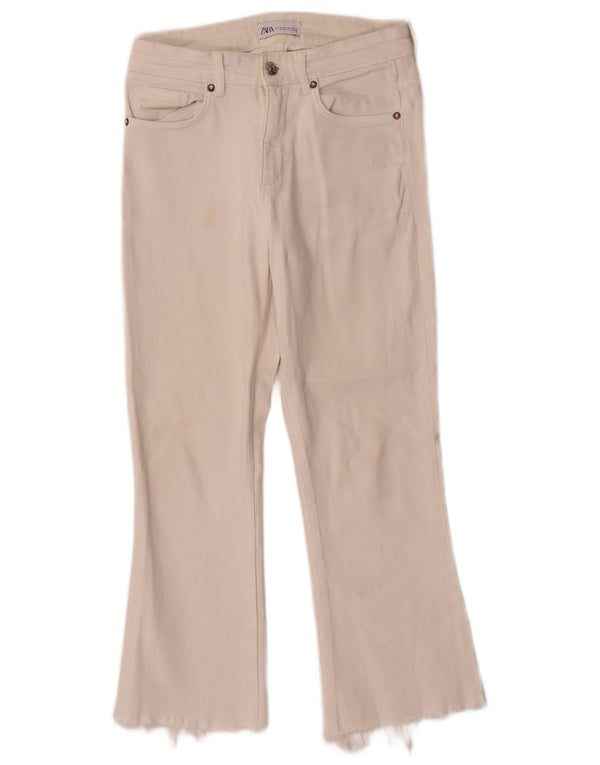 Calça jeans feminina Zara Bootcut EU 36 XS W26 L24 algodão branco