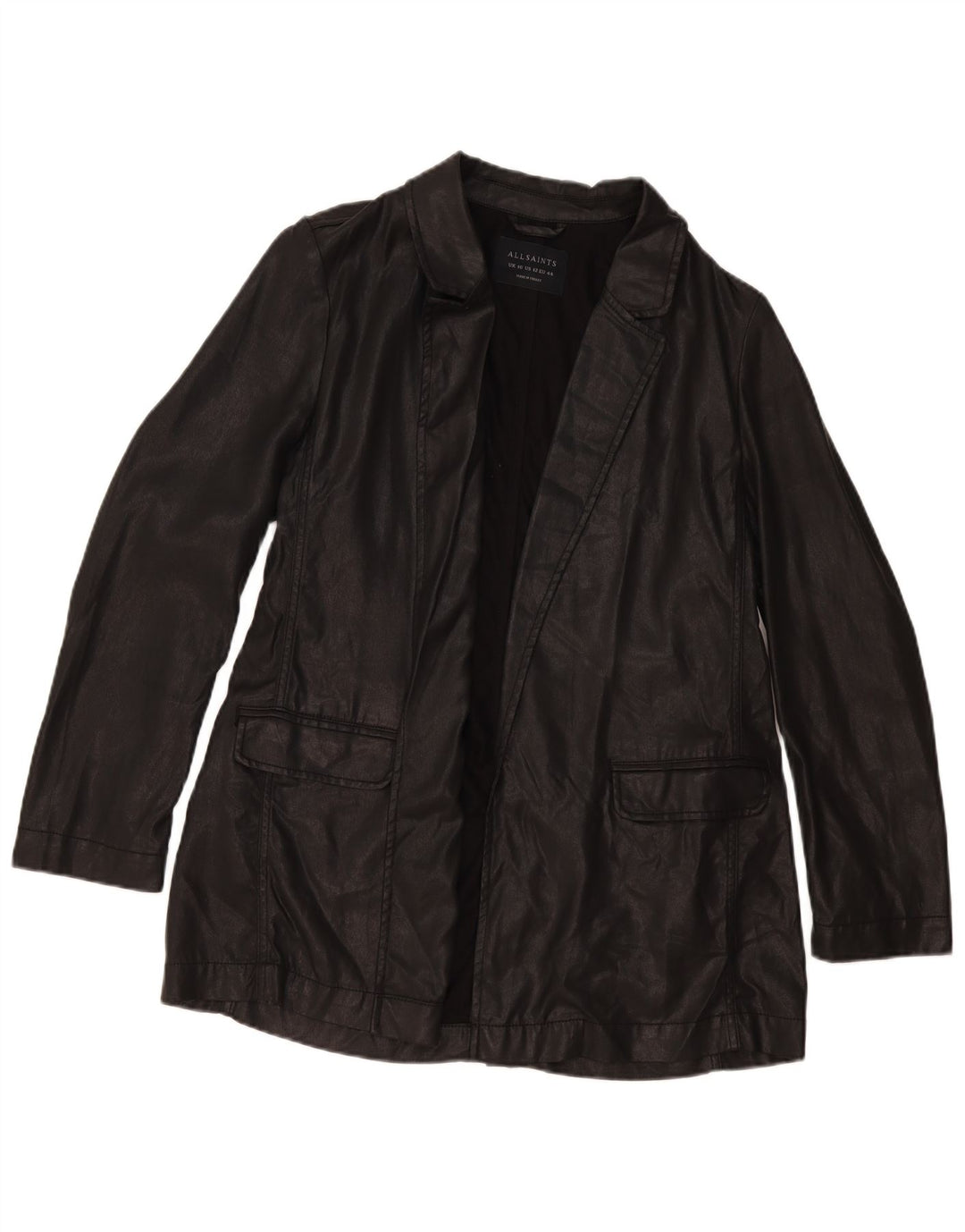 Jaqueta All Saints feminina aberta Reino Unido 16 grande preto Lyocell