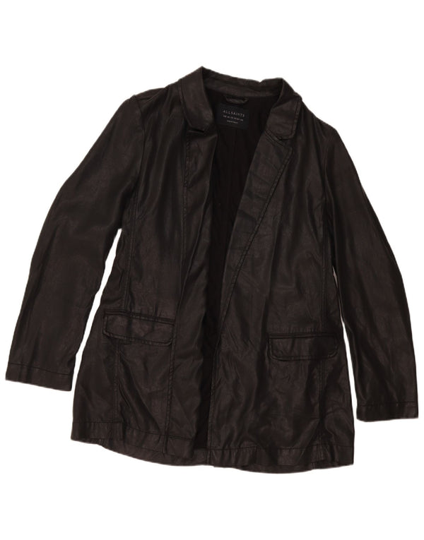 Jaqueta All Saints feminina aberta Reino Unido 16 grande preto Lyocell