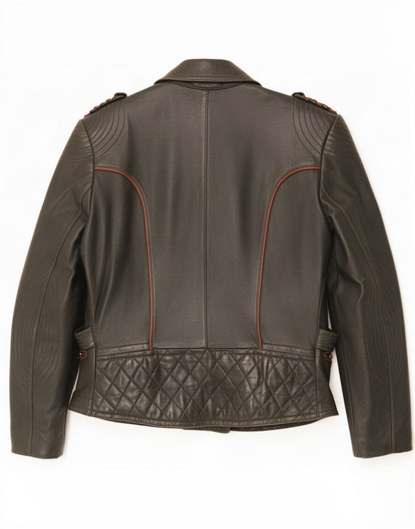 Jaqueta de couro para motociclista masculina vintage Reino Unido 36 cáqui pequeno