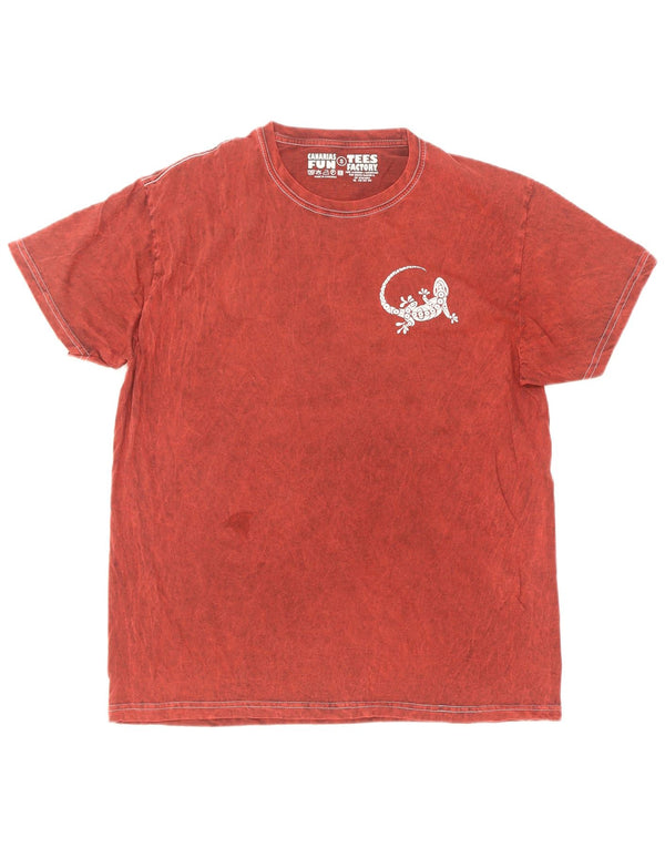 Camiseta masculina vintage top pequeno algodão vermelho
