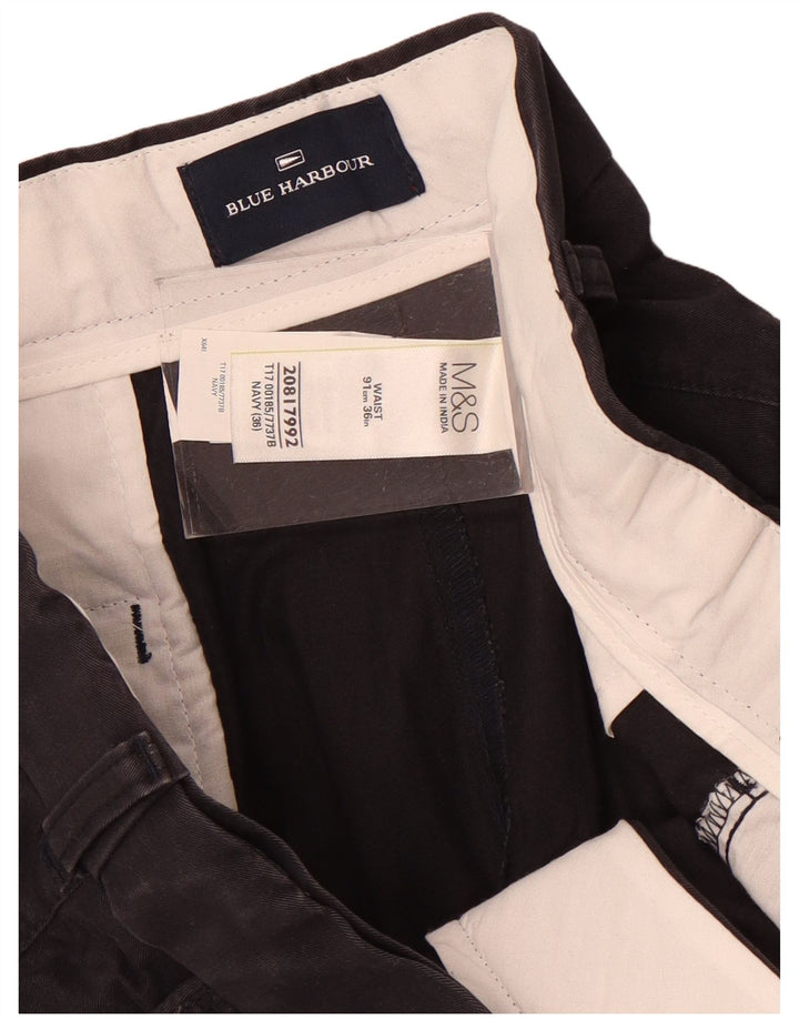 Shorts masculino Marks & Spencer Blue Harbor Chino W36 grande algodão azul marinho