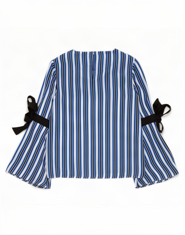 Blusa feminina de manga comprida Marks & Spencer UK 12 listrada azul médio