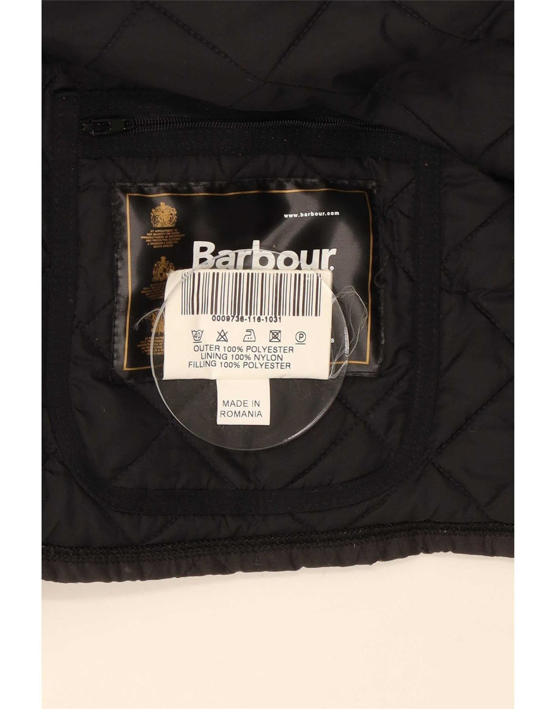 Jaqueta acolchoada masculina Barbour UK 42 XL poliéster preto