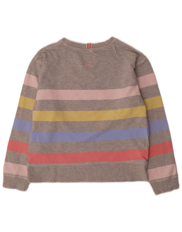 Joules moletom feminino oversized jumper Reino Unido 8 pequeno algodão listrado cinza