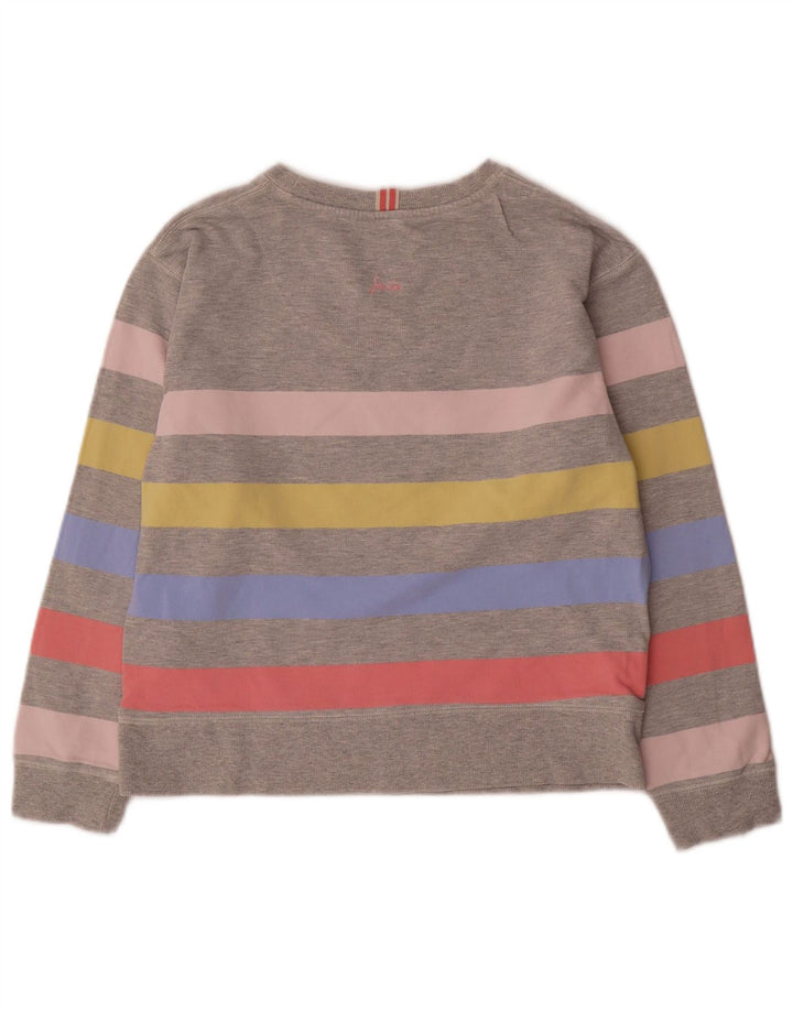 Joules moletom feminino oversized jumper Reino Unido 8 pequeno algodão listrado cinza