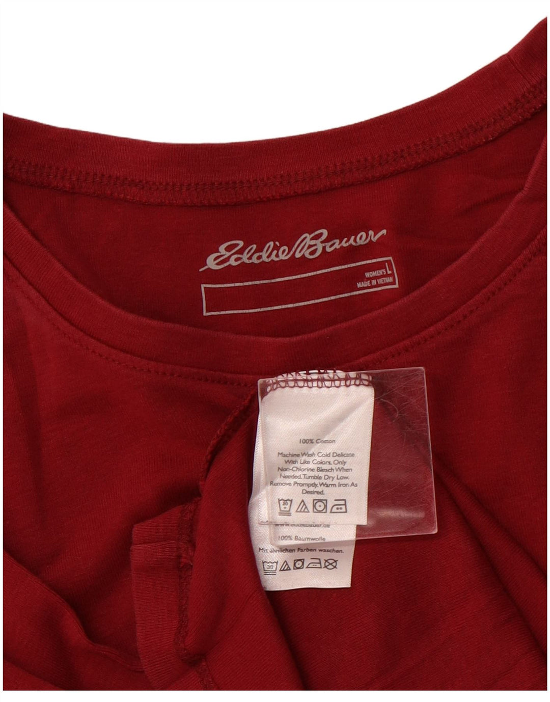 EDDIE BAUER Top feminino de manga comprida Reino Unido 14 grande algodão borgonha