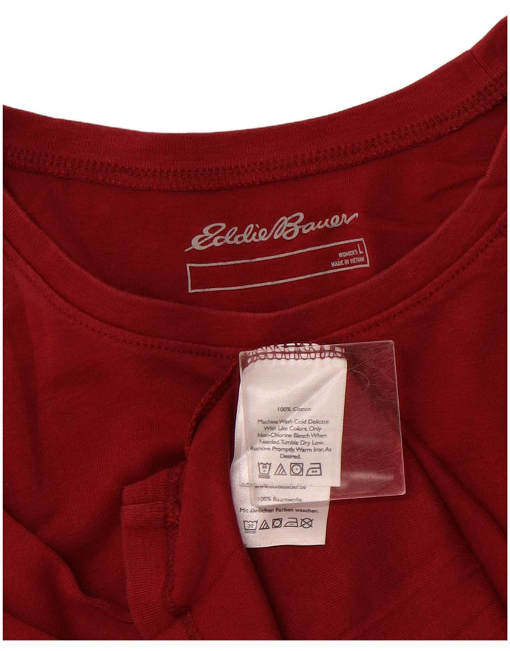 EDDIE BAUER Top feminino de manga comprida Reino Unido 14 grande algodão borgonha